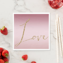 Blush Pink Ombre Glitzer Gold Liebe Serviette