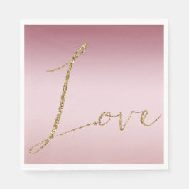 Blush Pink Ombre Glitzer Gold Liebe Serviette