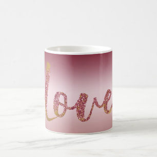 Blush Pink Ombre Glitzer Gold Rote Liebe Kaffeetasse