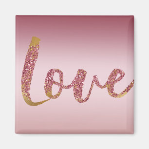 Blush Pink Ombre Glitzer Gold Rote Liebe Magnet