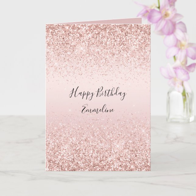 Blush Pink Ombre Glitzy Glitzer Sparkasse   Karte (Orchidee)