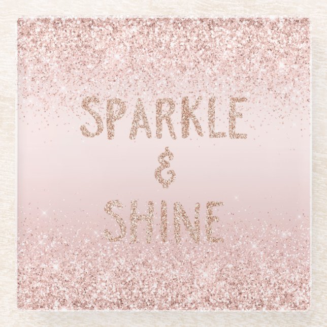 Blush Pink Ombre Glitzy Glitzer Sparkle Glasuntersetzer (Vorderseite)