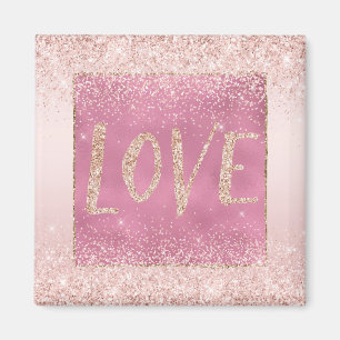 Blush Pink Ombre Glitzy Glitzer Sparkle Liebe Magnet