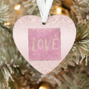 Blush Pink Ombre Glitzy Glitzer Sparkle Liebe Ornament