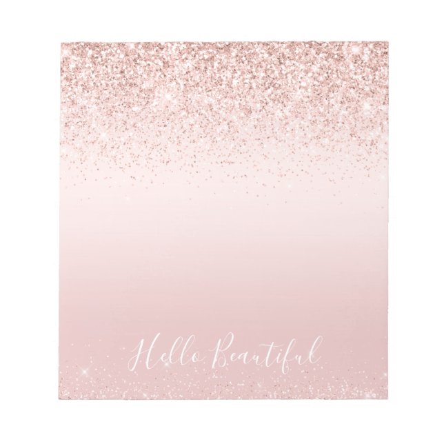 Blush Pink Ombre Glitzy Glitzer Sparkline Hinweis Notizblock (Vorderseite)