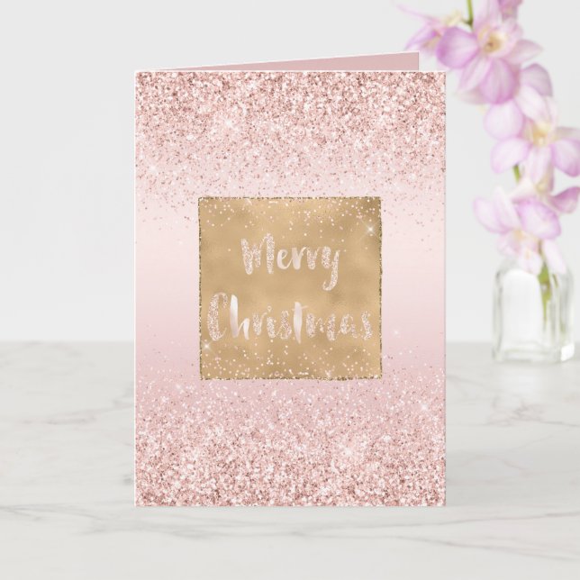 Blush Pink Ombre Glitzy Glitzer Sparkor Weihnachte Karte (Orchidee)