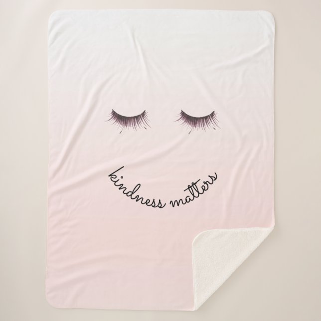 Blush Pink Ombre Kindness Matters Eyelashes Sherpadecke (Vorderseite)
