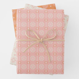 Blush Pink & Orange 2 Set Blumenpapier Geschenkpapier Set