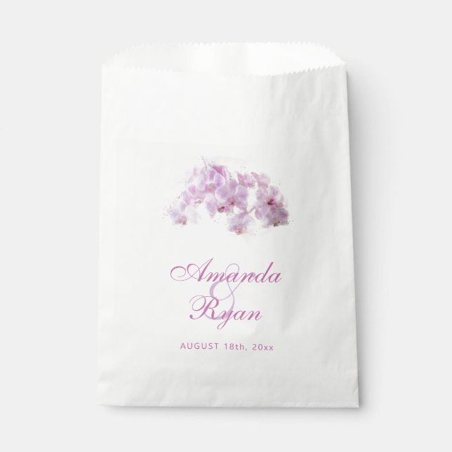 Blush Pink Orchid Wasserfarbe Blume Blumenzehen Geschenktütchen (Vorderseite)