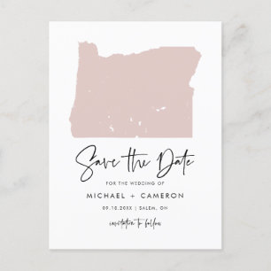 Blush Pink Oregon Karte Modern Script Save the Dat