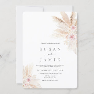 Blush Pink Pampas Boho Hochzeitseinladung Einladung