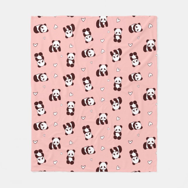 Blush Pink Panda Herz Fleece Blanket (Vorderseite)