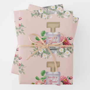 Blush Pink Parfüm Flasche Brautparty Geschenkpapier Set