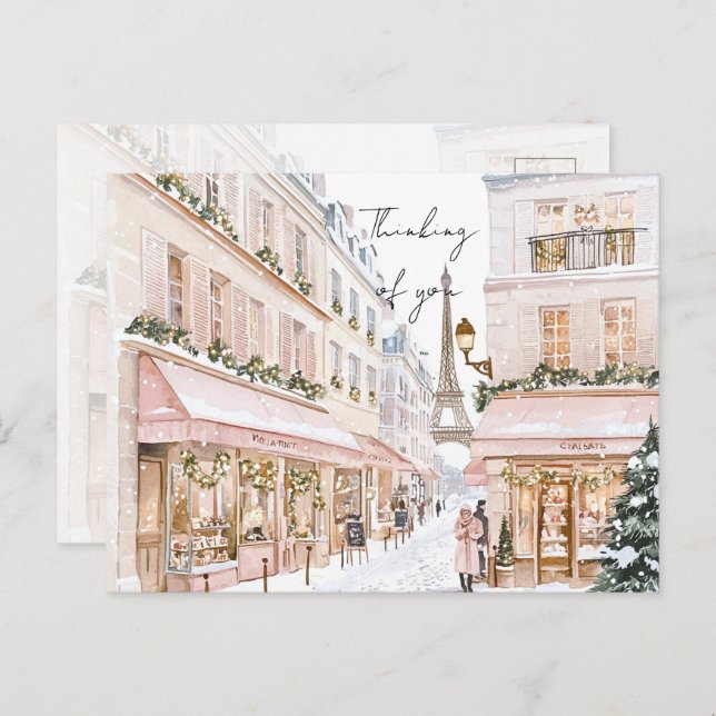 Blush Pink Paris Eiffel Tower Denken Sie an Postkarte (Vorne/Hinten)