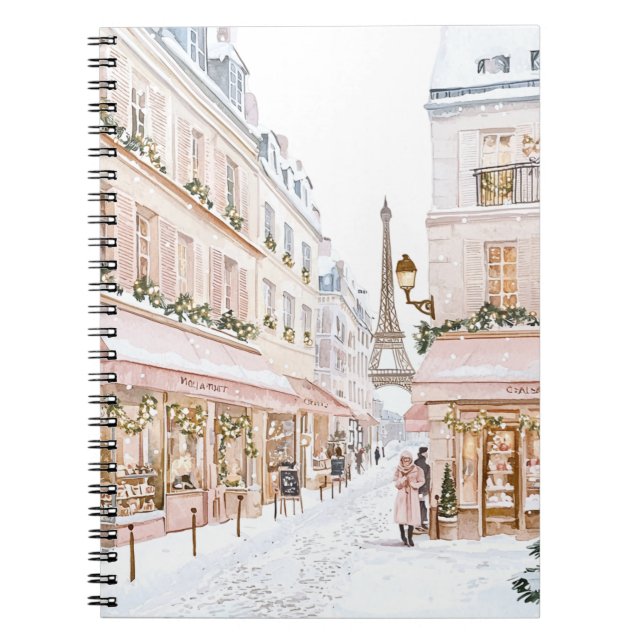 Blush Pink Paris Eiffelturm Winter Notizblock (Vorderseite)