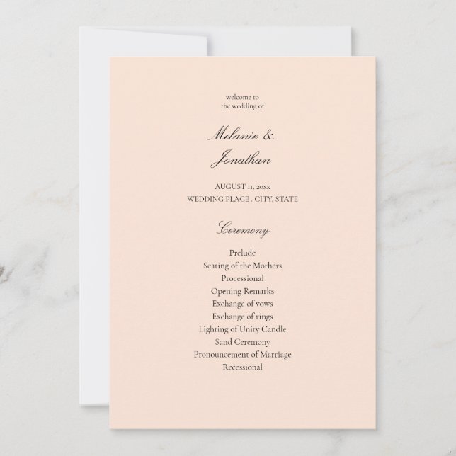 Blush Pink Pastel Hochzeitsprogramm Einladung (Vorderseite)
