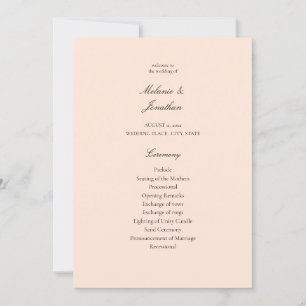 Blush Pink Pastel Hochzeitsprogramm Einladung
