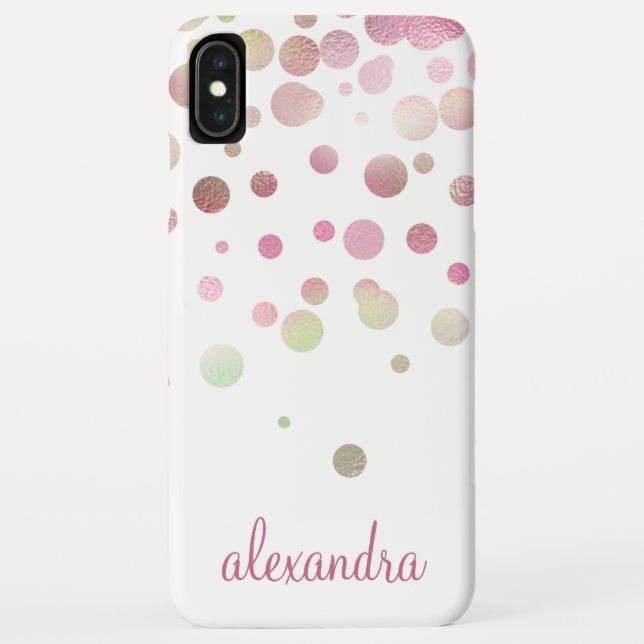Blush Pink Pastel Iridescent Confetti Name Case-Mate iPhone Hülle (Rückseite)