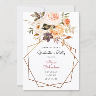 Blush Pink & Peach Floral & Frame Graduation Party Einladung