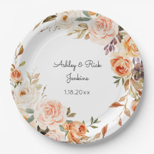 Blush Pink & Peach Floral Wedding Pappteller
