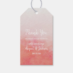 Blush Pink & Peach Watercolor Wedding Vielen Dank Geschenkanhänger