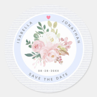 Blush Pink Peonies Bloral Hochzeit speichern das D Runder Aufkleber