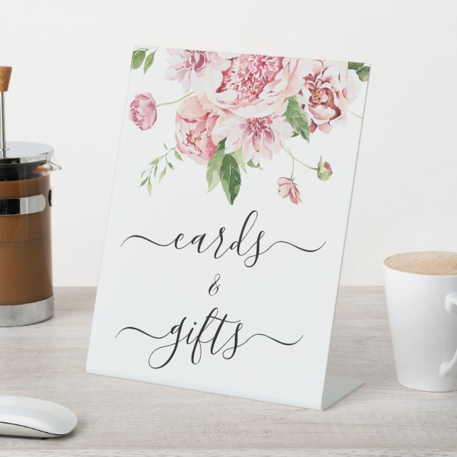 Blush Pink Peonies Duschkarten & Geschenke Sockelschild (In SItu)