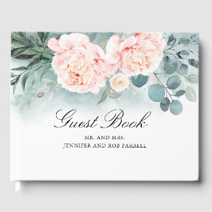 Blush Pink Peonies Floral Wedding Gästebuch