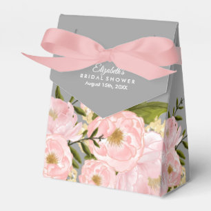 Blush Pink Peonies Grau Brautparty Geschenkschachtel