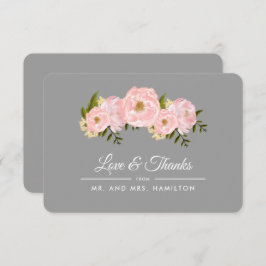 Blush Pink Peonies Gray Wedding Danke Karte