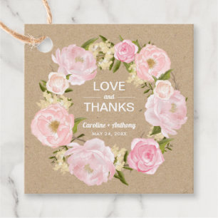 Blush Pink Peonies Kraft Papier Hochzeit Vielen Da Geschenkanhänger