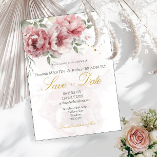 Blush Pink Peonies Save the Date Hochzeit Einladung