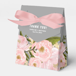 Blush Pink Peonies Watercolor Grau Hochzeit Geschenkschachtel