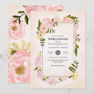 Blush Pink Peonies Watercolor Wedding Einladung