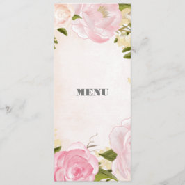Blush Pink Peonies Watercolor Wedding Menu Card Menükarte