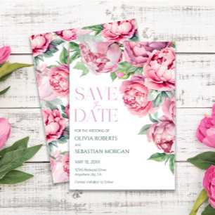Blush Pink Peonies Watercolor Wedding Save The Date
