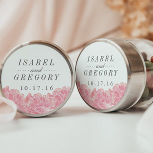 Blush Pink Peonies Wedding Runder Aufkleber