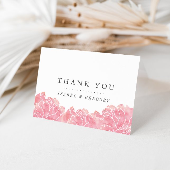 Blush Pink Peonies Wedding Vielen Dank Dankeskarte (Von Creator hochgeladen)