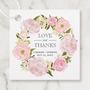 Blush Pink Peonies Wedding Vielen Dank Geschenkanhänger
