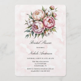 Blush Pink Peony and Cotton Bridal Shower  Einladung