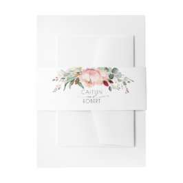 Blush Pink Peony and Earth Tones Foliage Wedding Einladungsbanderole