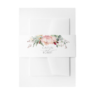 Blush Pink Peony and Earth Tones Foliage Wedding Einladungsbanderole