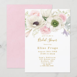 Blush Pink Peony Anemone Gold Brautparty Invit Einladung
