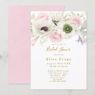 Blush Pink Peony Anemone Gold Brautparty Invit Einladung
