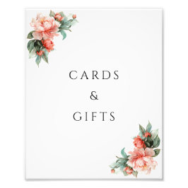 Blush Pink Peony Coral Elegant Cards & Gifts Sign Fotodruck