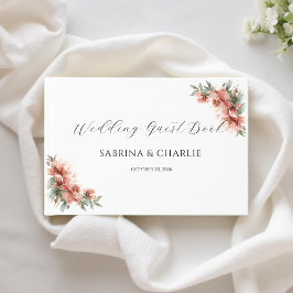 Blush Pink Peony Coral Elegant Floral Wedding Gästebuch