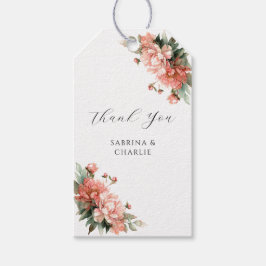 Blush Pink Peony Coral Elegant Floral Wedding Geschenkanhänger