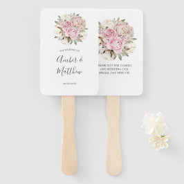 Blush Pink Peony Cream Cotton Wedding Fächer