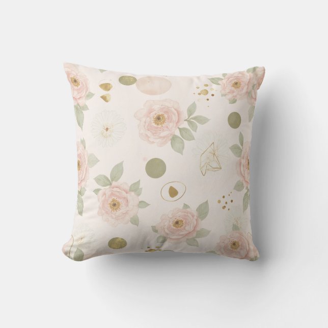 Blush Pink Peony Cushion Kissen (Vorderseite)