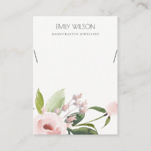 BLUSH PINK PEONY FLORA WATERCOLOR NECKLACE DISPLAY VISITENKARTE